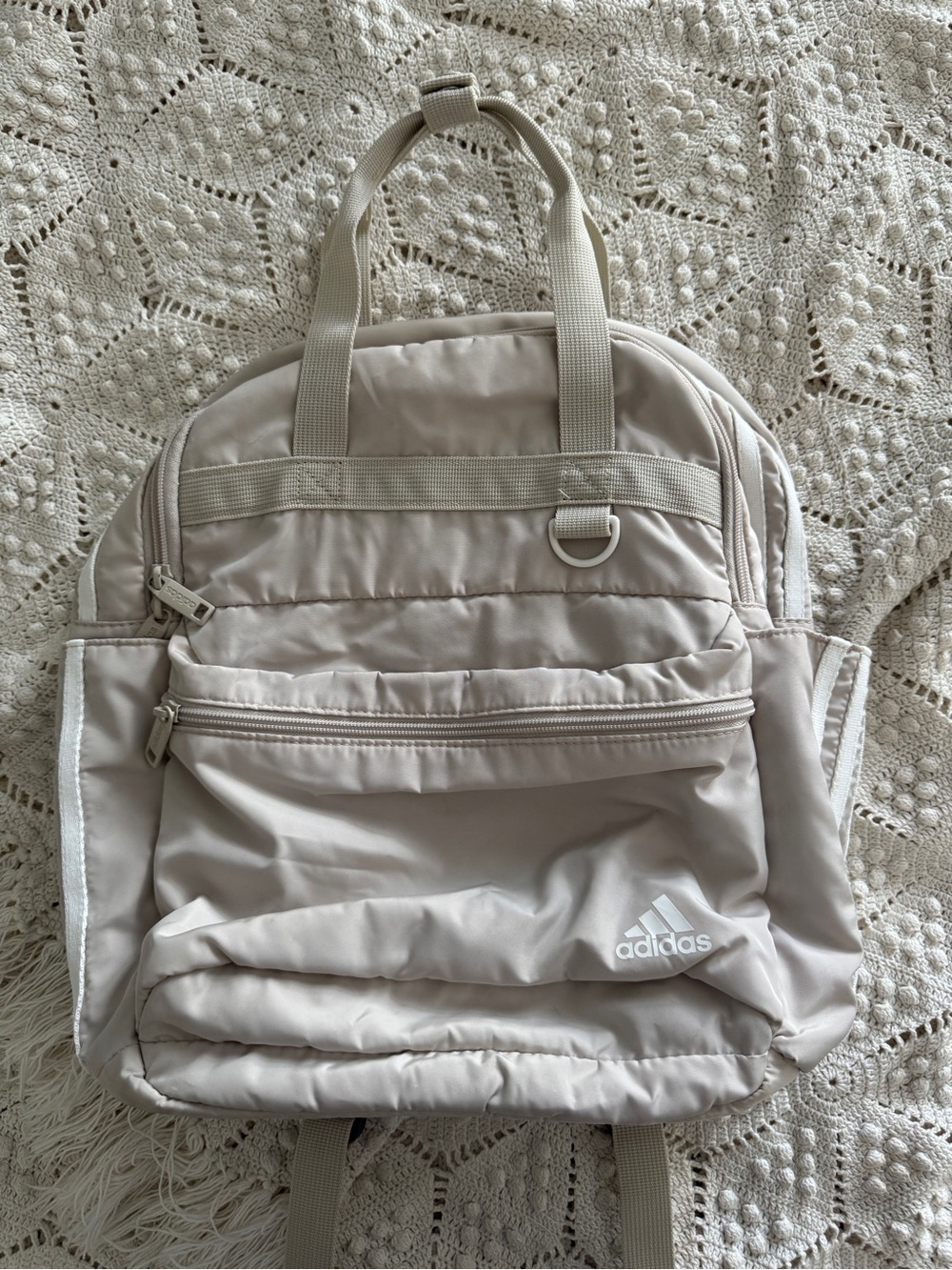 adidas Women's Beige Quilted Nylon Backpack